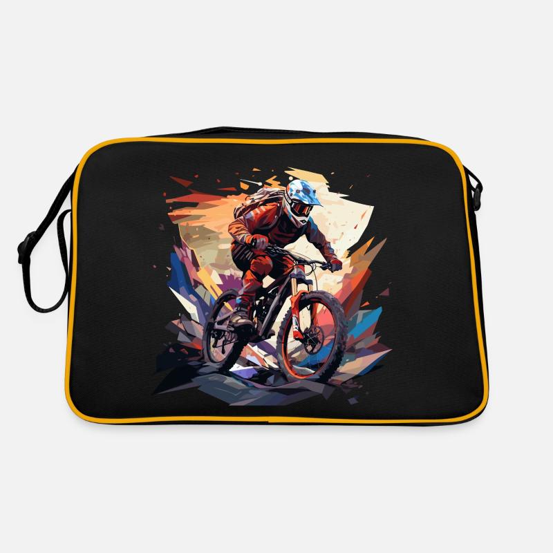 Cool mountain biker t-shirt design, polygon style Retro Bag