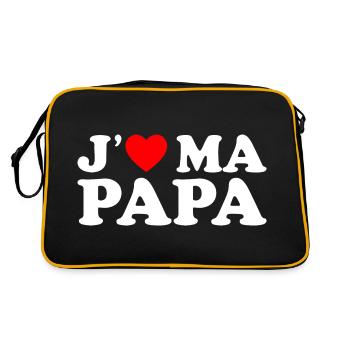 J'aime Mon Papa Cadeau Fête des Pères Coeur Rouge - Sac Retro - noir/or - Dos