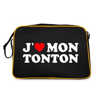 J'aime Mon Tonton Cadeau Oncle Coeur Rouge - Sac Retro - noir/or - Dos