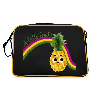 Ananas doux avec arc-en-ciel et texte Restez fruité - Sac Retro - noir/or - Dos