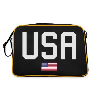 TEAM USA amerikanische Flagge Fahne unter Schrift - Retro Tasche - Schwarz/Gold - Hinten