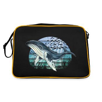 Retro underwater world with humpback whale - Retro Bag - black/gold - Back