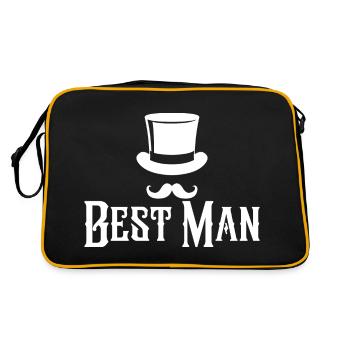 Best Man Top Hat & Mustache Mens Bachelor Party - Retro Bag - black/gold - Back