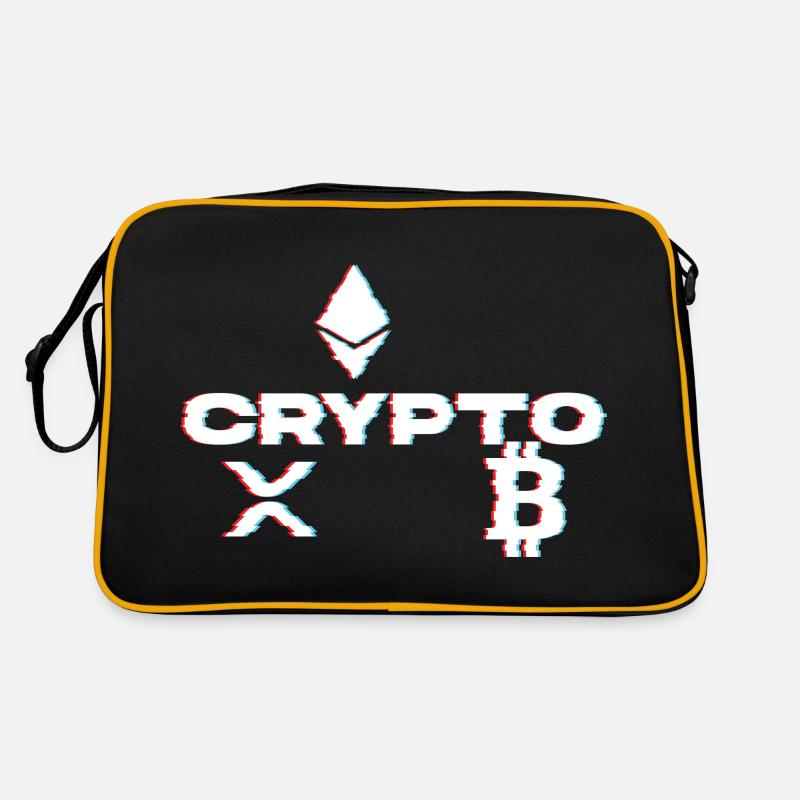 Crypto Glitch - Retro Tasche - Schwarz/Gold