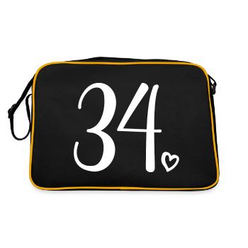 Cute Number 34, 34 Years Old, 34th Birthday Gift - Retro Bag - black/gold - Back