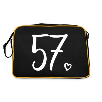 Cute Number 57, 57 Years Old, 57th Birthday Gift - Retro Bag - black/gold - Back