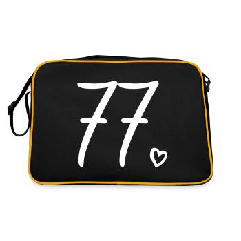 Süße Nummer 77, 77 Jahre alt, Geschenk zum 77. Geburtstag - Retro Tasche - Schwarz/Gold - Hinten