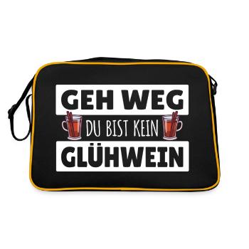 Geh Weg du bist kein Glühwein Spüche Weihnachten - Retro Tasche - Schwarz/Gold - Hinten