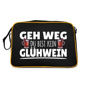 Geh Weg du bist kein Glühwein Spüche Weihnachten - Retro Tasche - Schwarz/Gold - Hinten