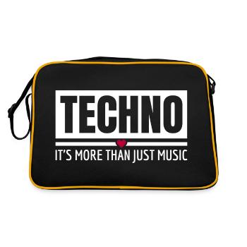 Techno It's More Than Just Music Techno Outfit - Retro Tasche - Schwarz/Gold - Hinten