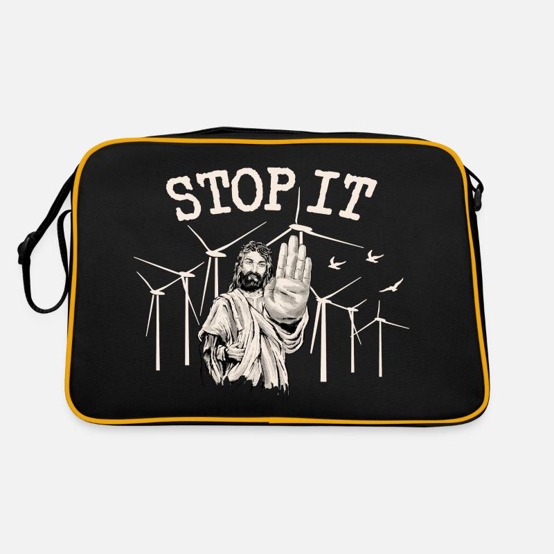 Stopp Windkraft - Jesus gegen Windenergie Retro Tasche