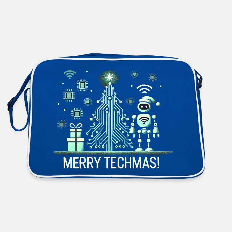 Merry Techmas - Robot and Circuit Christmas Tree Retro Bag