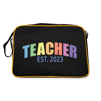 Teacher Est. 2023 Graduated Education Teacher Gift - Retro Bag - black/gold - Back