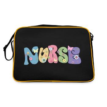 Cool Flower Nurse Gift For Nursing Future Nurse - Retro Bag - black/gold - Back