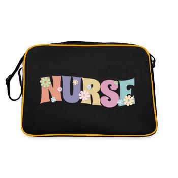 Cool Flower Nurse Gift For Nursing Future Nurse - Retro Bag - black/gold - Back