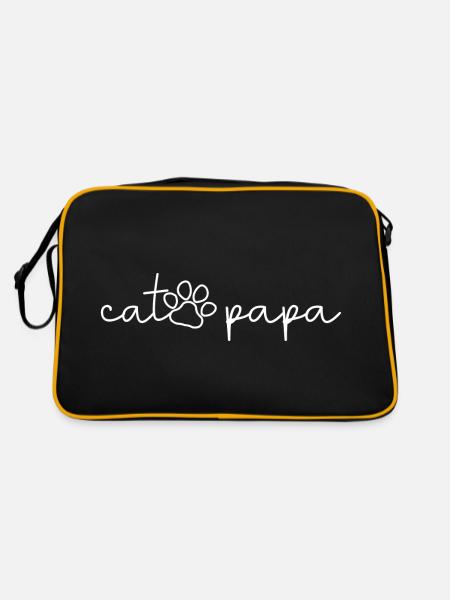 Cat Papa - Mignon Paw Cat Lover Papa Propriétaire de chat - Sac Retro - noir/or - Dos