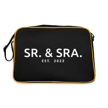 Sr. & Sra. Est. 2022 - Hochzeitsgeschenk für Männer & Frauen - Retro Tasche - Schwarz/Gold - Hinten