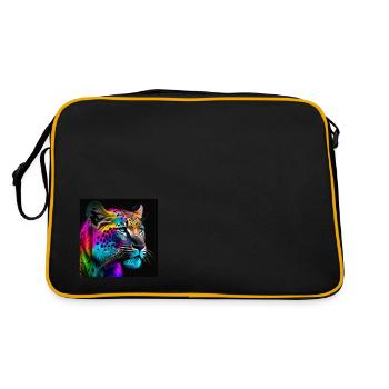 Tiger Portrait Gesicht Color RGB fotorealistic - Retro Tasche - Schwarz/Gold - Hinten