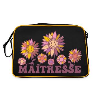 Maitresse motif floral marguerite pour maîtresse - Sac Retro - noir/or - Dos