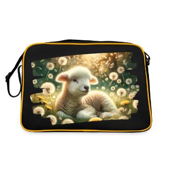 Dreamy spring idyll with lambs and dandelions - Retro Bag - black/gold - Back