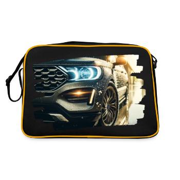 Modern luxury car in the rain reflection - Retro Bag - black/gold - Back