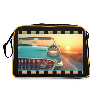 Cabriolet rétro dans un coucher de soleil cinématographique - Sac Retro - noir/or - Dos