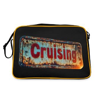 Cruising sign in rusty vintage look - Retro Bag - black/gold - Back