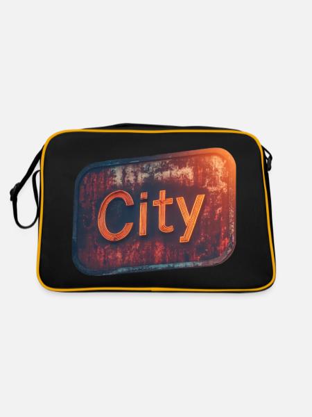 City-Retro-Neon-Style für urbanes Flair - Retro Tasche - Schwarz/Gold - Hinten