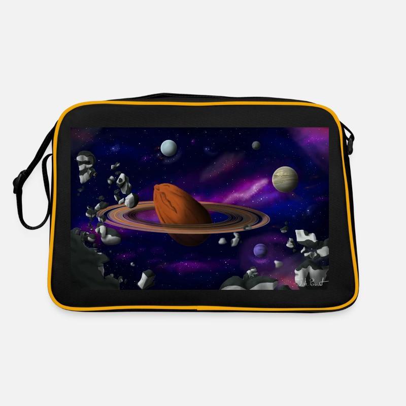 Mandel-Planet - Retro Tasche - Schwarz/Gold