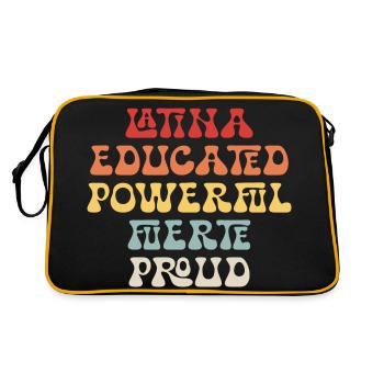 Latina Educated Powerful Fuerte Proud Feminist - Retro Bag - black/gold - Back