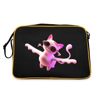 flying cat creature with sunglasses - Retro Bag - black/gold - Back