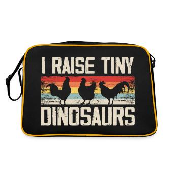 Ich ziehe winzige Dinosaurier auf Vintage Retro Huhn - Retro Tasche - Schwarz/Gold - Hinten