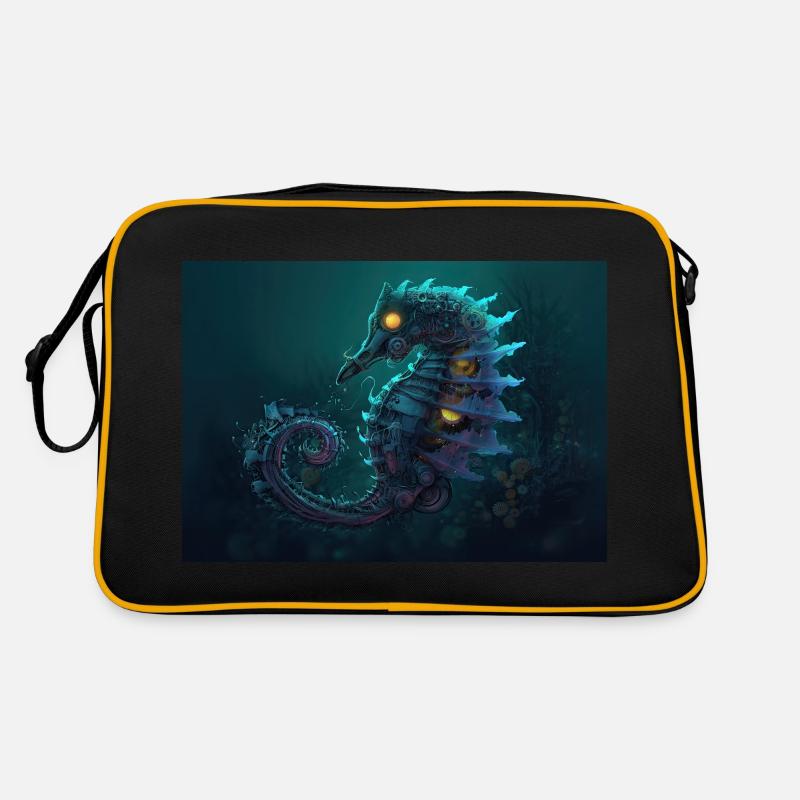Neon Shark Attack - Retro Bag - black/gold