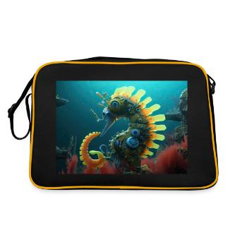 Neon Spiral Seahorse - Retro Bag - black/gold - Back