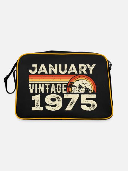 Janvier 1975 Vintage Anniversaire 1975, Né en 1975 - Sac Retro - noir/or - Dos