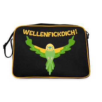 Wellensittich - Must-Have für Vogel-Fans mit Humor - Retro Tasche - Schwarz/Gold - Hinten