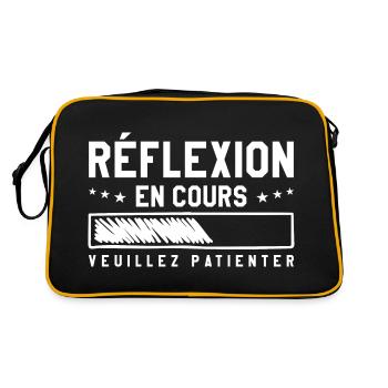 Reflexion im Gange Bitte haben Sie etwas Geduld | Lustiger Humor - Retro Tasche - Schwarz/Gold - Hinten