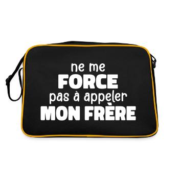 Zwinge mich nicht, meinen Bruder anzurufen - Retro Tasche - Schwarz/Gold - Hinten