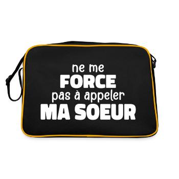 Zwinge mich nicht, meine Schwester anzurufen - Retro Tasche - Schwarz/Gold - Hinten