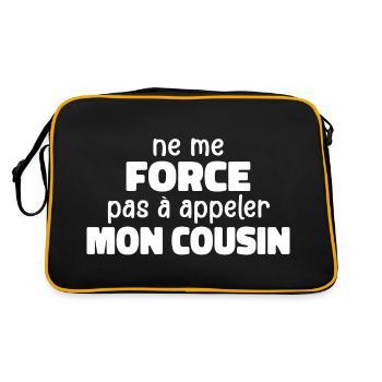 Zwinge mich nicht, meinen Cousin anzurufen - Retro Tasche - Schwarz/Gold - Hinten