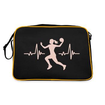 Herzschlag eines Handballspielers, Handball - Retro Tasche - Schwarz/Gold - Hinten