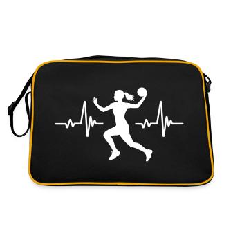 Herzschlag eines Handballspielers, Handball - Retro Tasche - Schwarz/Gold - Hinten