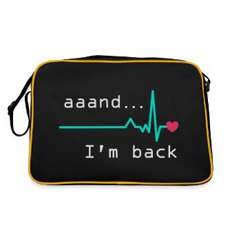 Uuund ich bin zurück, Herzinfarkt Überlebender - Retro Tasche - Schwarz/Gold - Hinten