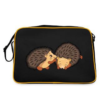 Zwei niedliche Igel - Retro Tasche - Schwarz/Gold - Hinten