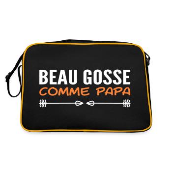 Hübsch wie Papa - Retro Tasche - Schwarz/Gold - Hinten