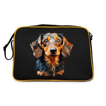 Wire-haired dachshund in polygon design - Retro Bag - black/gold - Back