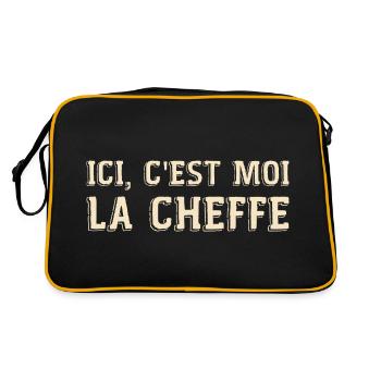 Ici c'est moi la cheffe cadeau patronne humour - Sac Retro - noir/or - Dos
