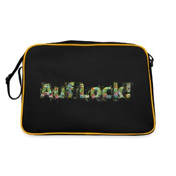 Auf Lock Grüne Wiese mit bunten Blumen - Retro Tasche - Schwarz/Gold - Hinten