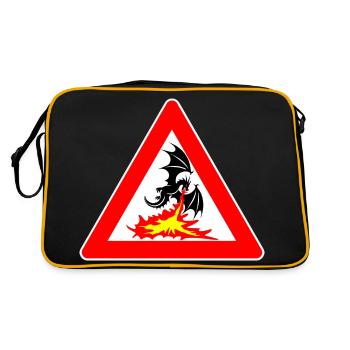 Attention Dragon avec panneau de signalisation de mauvaise humeur - Sac Retro - noir/or - Dos
