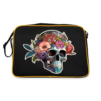 Crâne humain et fleurs 6 - Sac Retro - noir/or - Dos
